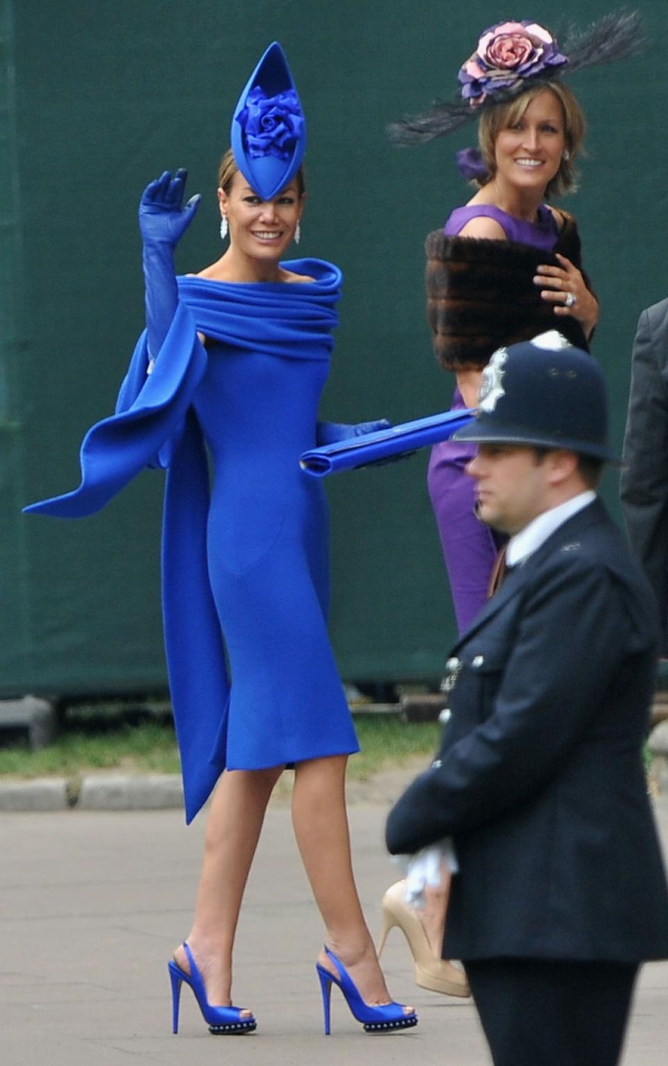 For the Duke and Duchess of Cambridge’s wedding in 2011, Tara wore a LEGO blue dress with a matching, statement, hat.