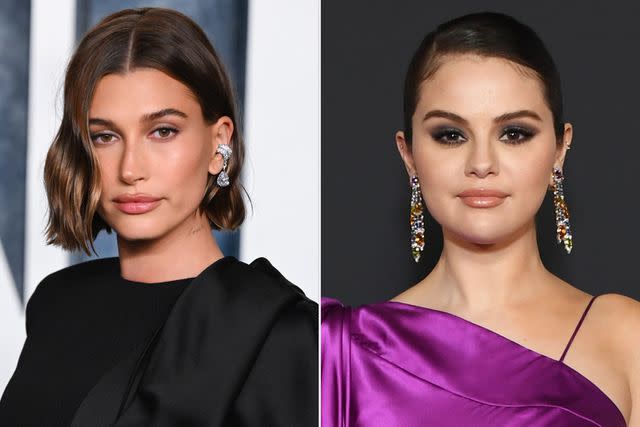 <p>Karwai Tang/WireImage; Jon Kopaloff/Getty Images</p> Hailey Bieber; Selena Gomez