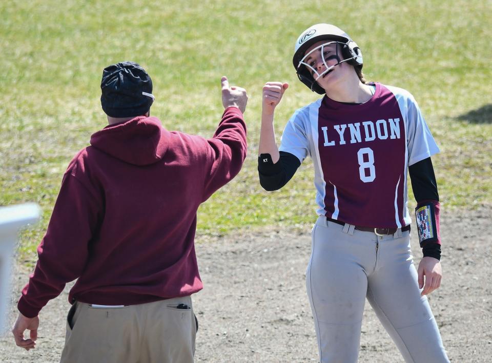 Brydie Barton (8) is one of Lyndon's top softball hitters in 2022.