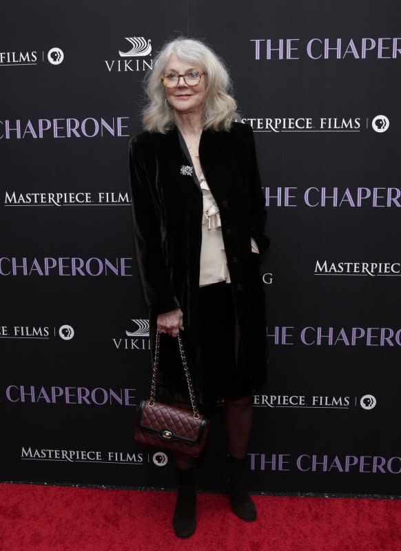 Blythe Danner arrives on the red carpet at "The Chaperone" premiere at Museum of Modern Art on March 25, 2019, in New York City. The actor turns 81 on February 3. File Photo by John Angelillo/UPI