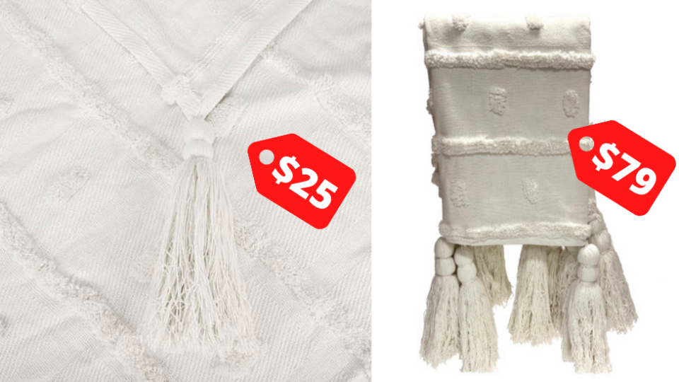 Kmart throw (left) and (right) $79 throw from Temple and Webster