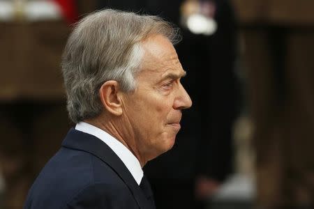 Former British Prime Minister Tony Blair arrives for the Afghanistan service of commemoration at St Paul's Cathedral in London March 13, 2015. REUTERS/Stefan Wermuth