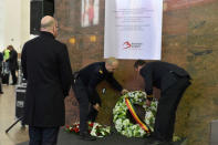 Belgium's Prime Minister Charles Michel attends a ceremony at Brussels Zaventem airport, commemorating the second anniversary of twin attacks at Brussels airport and a metro train in Brussels, Belgium March 22, 2018. REUTERS/Eric Vidal