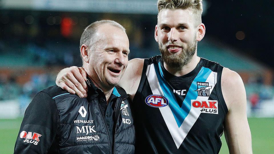 Ken Hinkley and Jackson Trengove in happier times. Pic: Getty