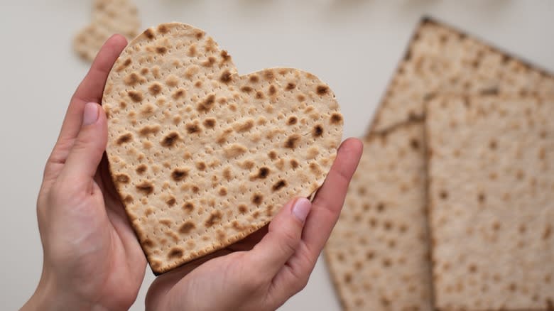 A piece of heart-shaped Seder Pesach bread