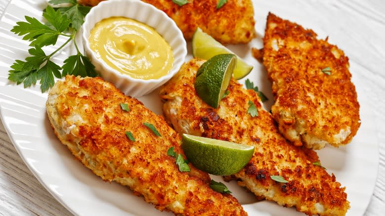 parmesan-crusted chicken breast pieces