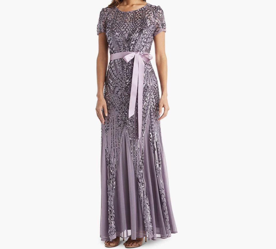 33) Sequin-Embellished Pleated Gown