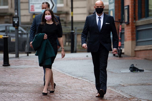 West Mercia Police Constables Benjamin Monk (right) and Mary Ellen Bettley-Smith outside Birmingham Crown Court