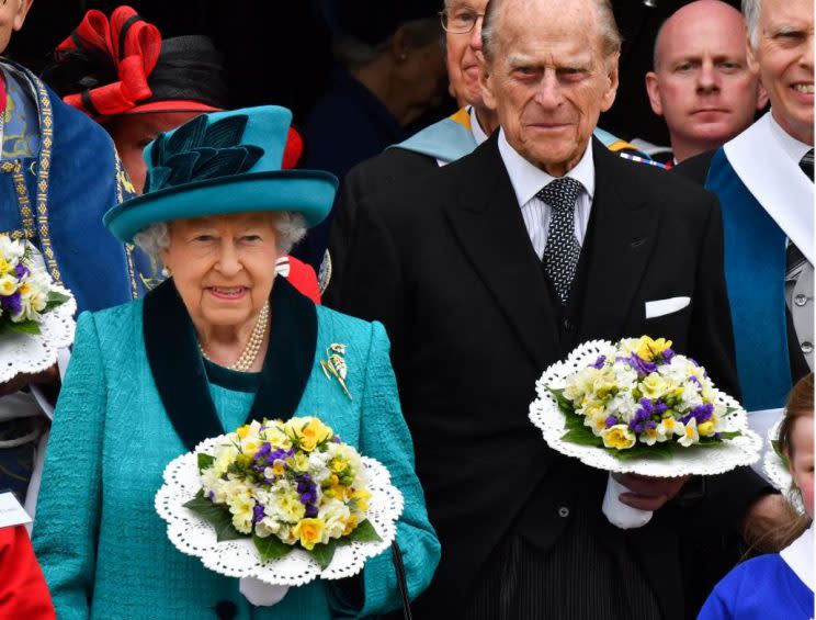 The Queen and Princ Philip at Leicester Cathedral last month (Rex) 