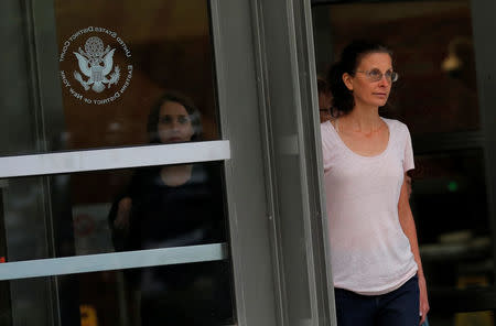 Clare Bronfman, an heiress of the Seagram's liquor empire, following her arraignment on charges of racketeering and conspiracy in relation to the Albany-based organization Nxivm at the United States Federal Courthouse in Brooklyn at New York, U.S., June 24, 2018. REUTERS/Brendan McDermid