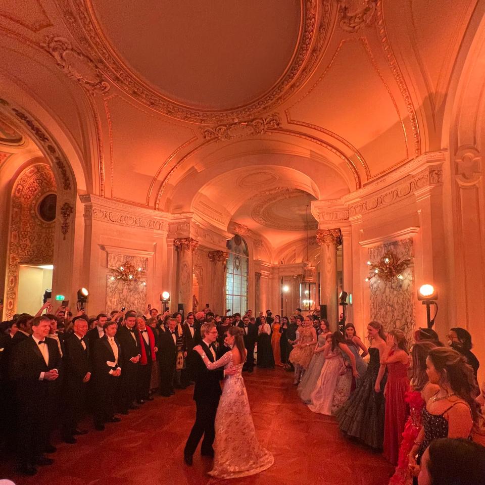 HRH Princess Hélène of Orleans dancing with her father, Prince Charles Louis of Orléans, at Le Bal.