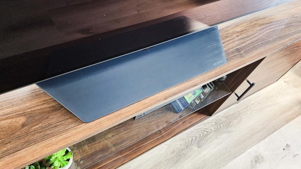 LG B3 OLED on table in living room