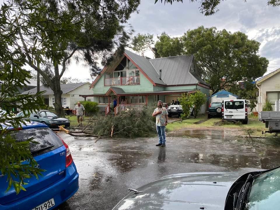 Residents survey the damage on Sunday afternoon. Source: Facebook