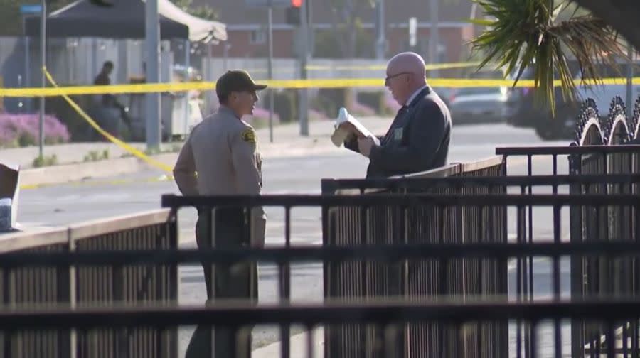 Authorities investigate after a man was found stabbed to death in the Lennox neighborhood on June 18, 2024. (KTLA)
