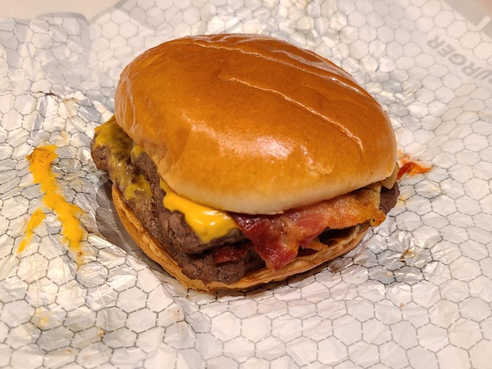 wendys baconator on white wrapper