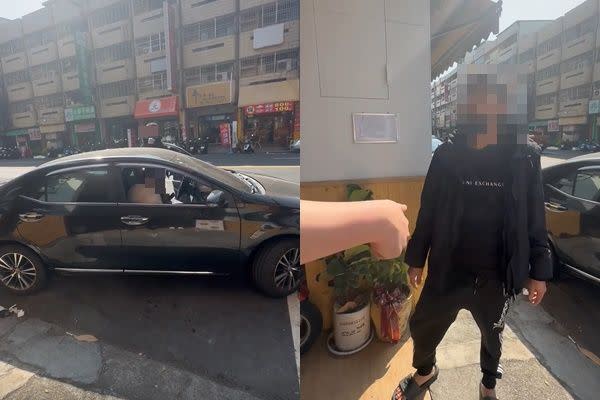 JKF女郎公審違停PO影片，表示被圖中的黑衣男子嗆聲，沒想到情勢卻反轉挨批。（圖／翻攝自爆料公社）