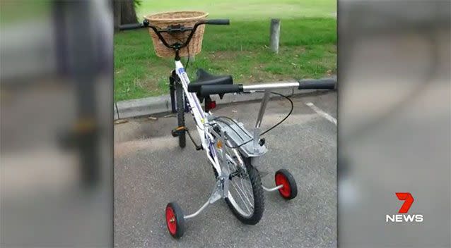 The men stole this mobility bike along with an iPad. Source: 7 News