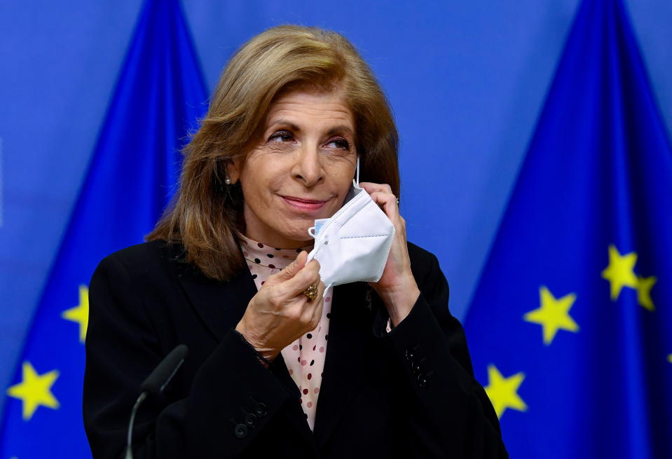 Stella Kyriakides es Comisaria europea de Salud y Seguridad Alimentaria desde 2019. (Foto: John Thys/Pool via REUTERS)