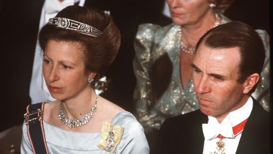 Princess Anne and Mark Phillips attending The Lord Mayor's Banquet at Guildhall, London