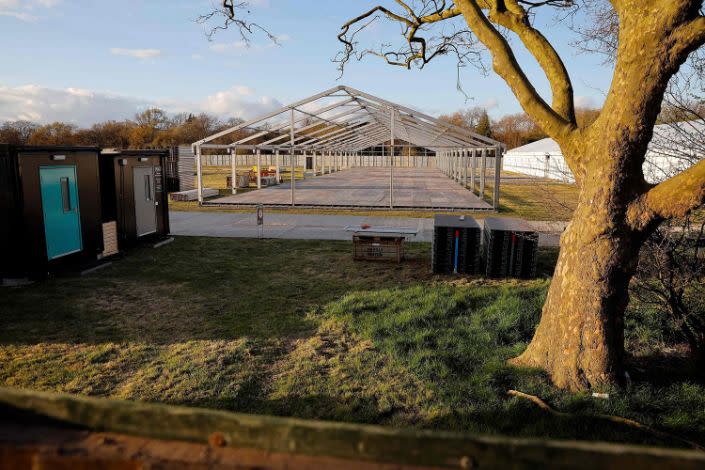 The site of a temporary mortuary is four miles from the Nightingale Hospital which has been set up to cope with the coronavirus crisis (Tolga Akmen / AFP - Getty Images)