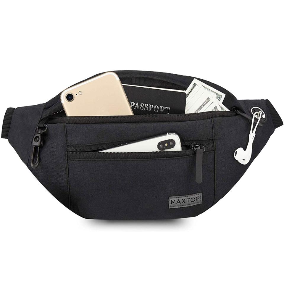 MAXTOP Large Crossbody Fanny Pack with 4-Zipper Pockets