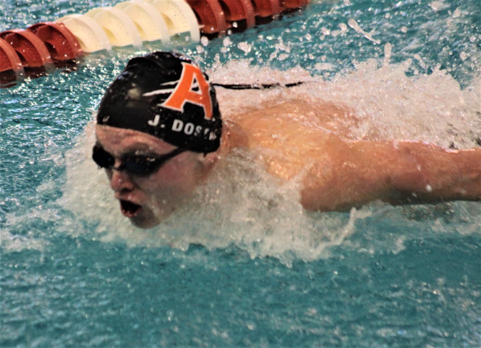 Anderson senior Justin Dostal advances to state in the 100-yard butterfly after placing second in Saturday's OHSAA Southwest District Division I swimming championships.