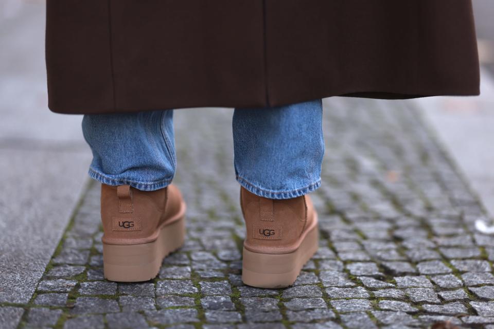 Stylist Sonia Lyson wears UGG shoes in in Berlin, Germany.