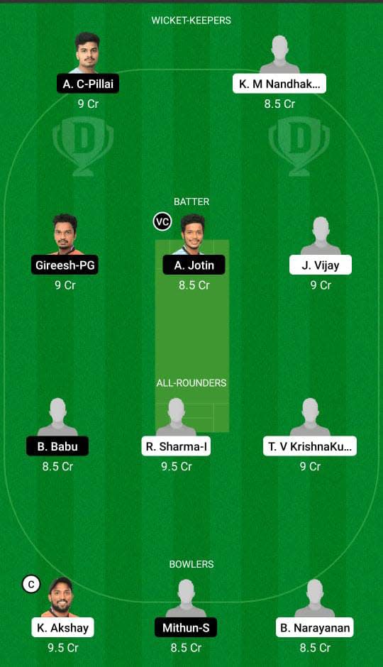 KDC vs ALC Dream11 Prediction Fantasy Cricket Tips Dream11 Team Kerala Club Championship 