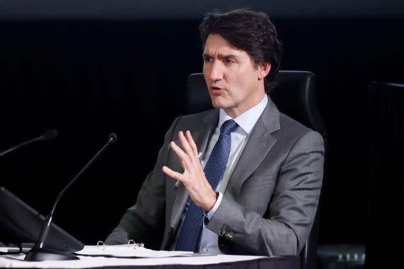 Canada's Prime Minister Trudeau takes part in public hearings for an independent commission probing alleged foreign interference in Canadian elections in Ottawa