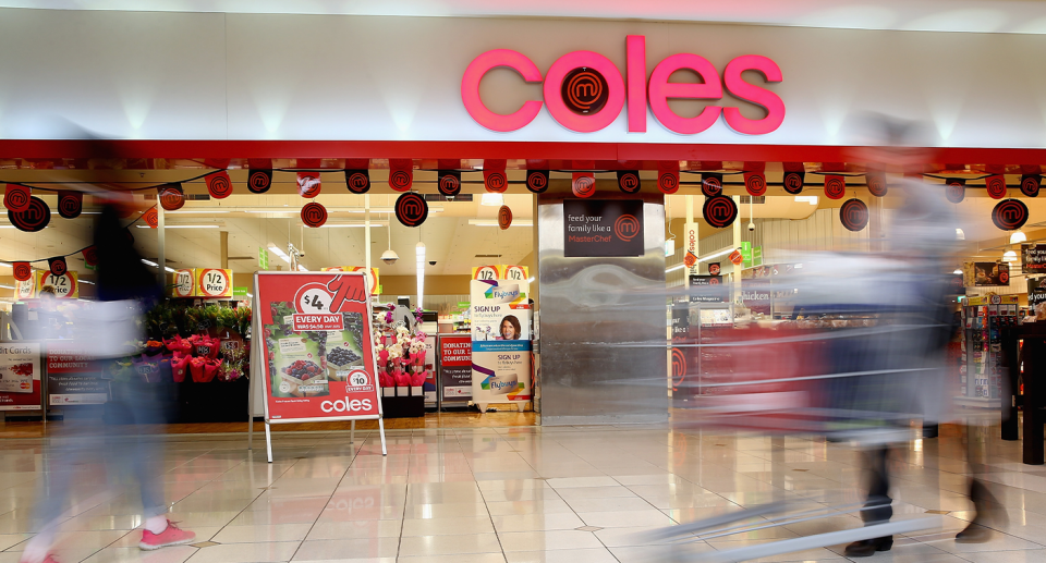 The storefront of a Coles supermarket. 