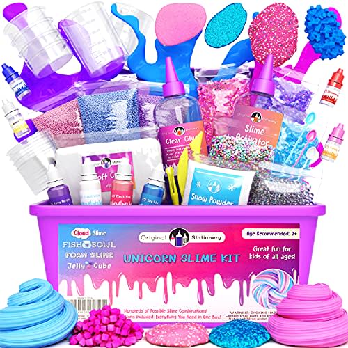 Original Stationery Unicorn Slime Kit Supplies Stuff for Girls Making Slime [Everything in One Box] Kids Can Make Unicorn, Glitter, Fluffy Cloud, Floam Putty, Pink