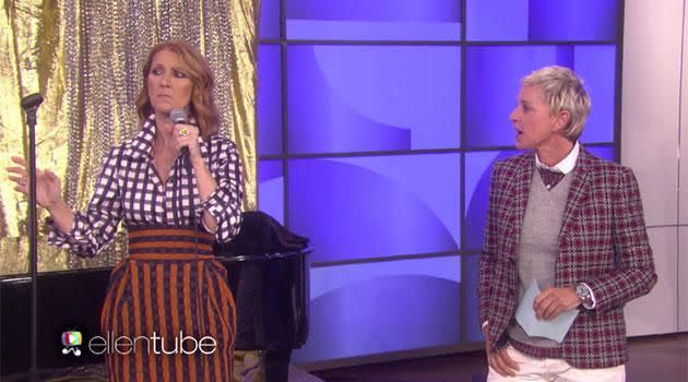 Celine on The Ellen show. Source: ellentube