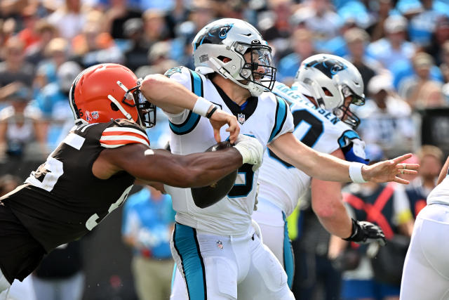 Browns defense all over Panthers QB Baker Mayfield in first half