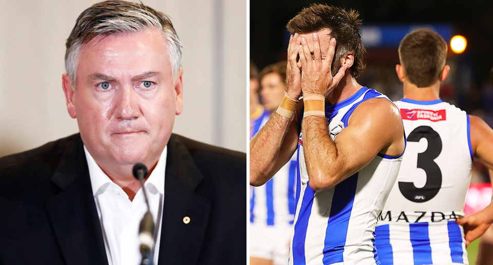Pictured left Eddie McGuire and right North Melbourne