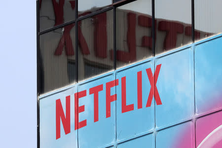 FILE PHOTO: The Netflix logo is seen on their office in Hollywood, Los Angeles, California, July 16, 2018. REUTERS/Lucy Nicholson/File Photo