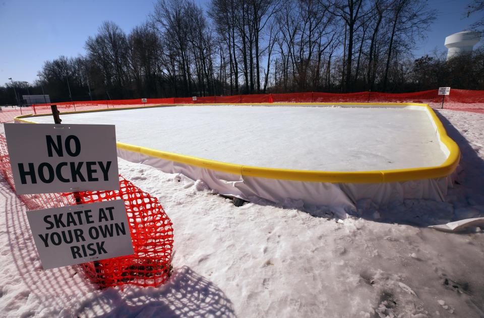 The temporary ice rink at Liberty Park in Liberty Township is open during normal park hours. The township will hold an open skate and Winter Touch-a-Truck event from noon to 2 p.m. Feb. 19 at the rink, 2845 Home Road, weather permitting