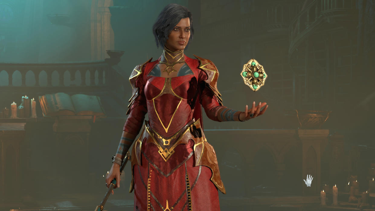  Diablo 4 Sorceress in red robes. 