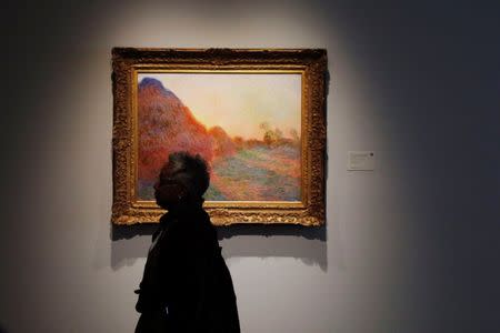 A painting by Claude Monet, part of the Haystacks "Les Meules" series, is displayed at Sotheby's during a press preview of their upcoming impressionist and modern art sale in New York, U.S., May 3, 2019. REUTERS/Lucas Jackson