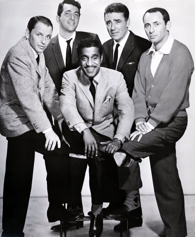 (Left to right) Frank Sinatra, Dean Martin, Sammy Davis Jr., Peter Lawford and Joey Bishop, aka the 