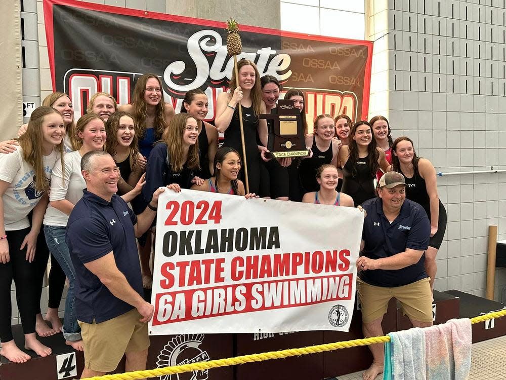 The Bartlesville High School Lady Bruins swim team won the Class 6A championship in February 2024. The BHS boys swim team took the runner-up title at state.