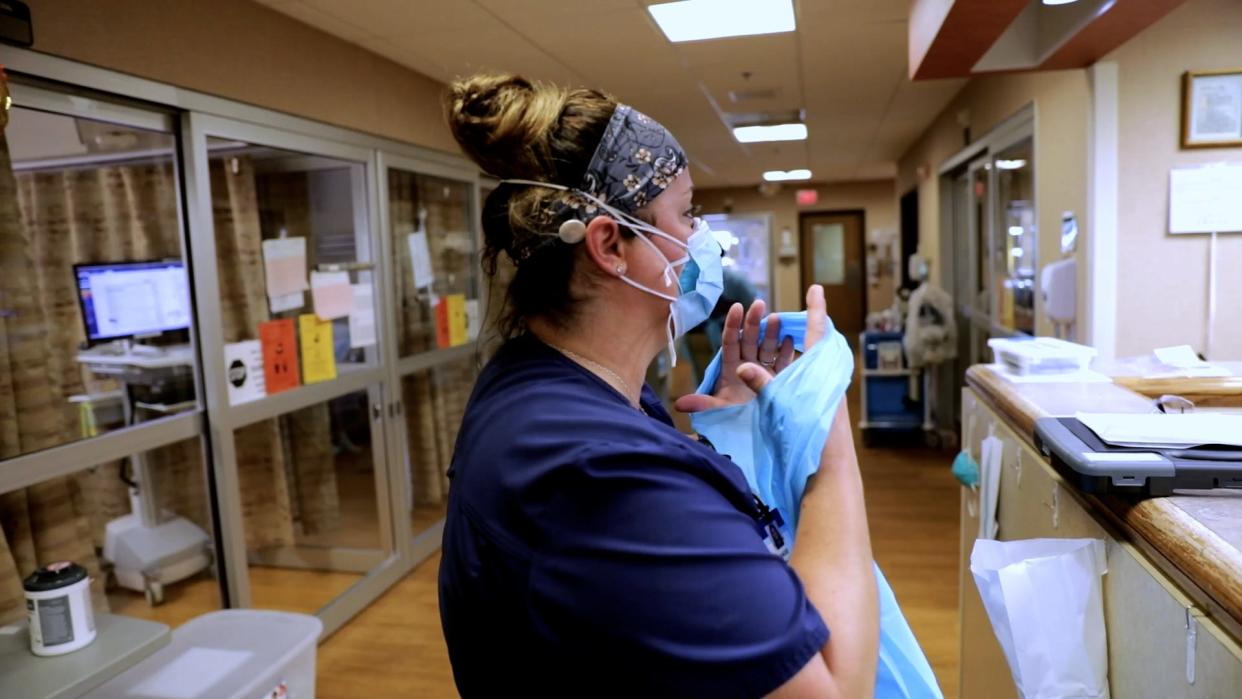 A health care professional on a COVID-19 floor at Sanford Hospital.