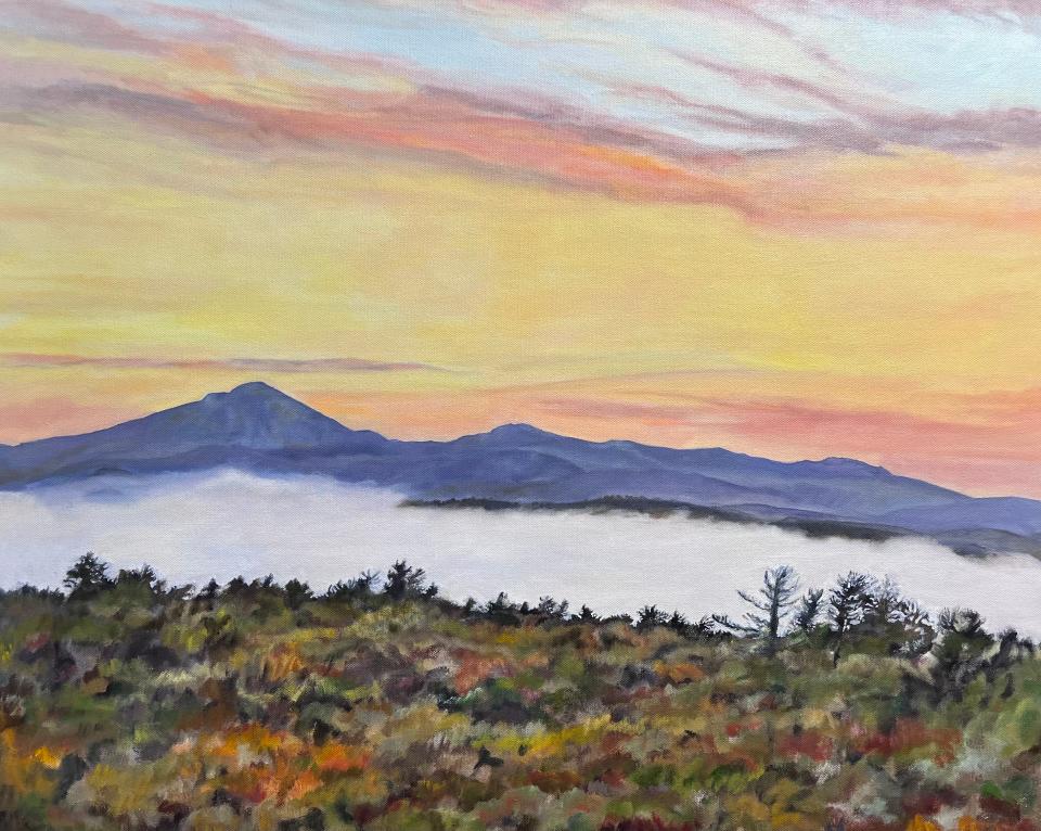 "Camel's Hump Sunrise," a painting by Alison Saunders on display at Emile A Gruppe Gallery in Jericho.