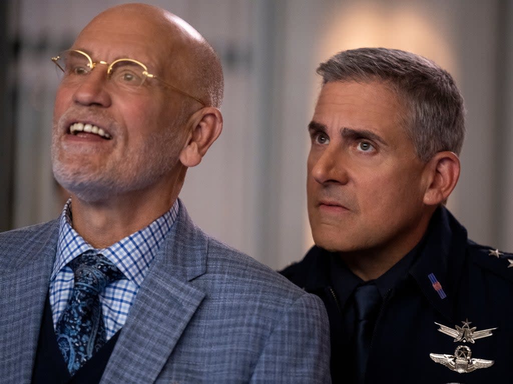 Failure to launch: John Malkovich and Steve Carell return in the second season of the underwhelming ‘Space Force' (Diyah Pera/Netflix)