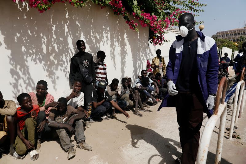 Food distribution to street children amid the coronavirus disease (COVID-19) outbreak in Dakar