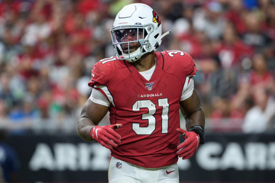 GLENDALE, ARIZONA - SEPTEMBER 29: Running back David Johnson #31 of the Arizona Cardinals in action during in the NFL game against the Seattle Seahawks at State Farm Stadium on September 29, 2019 in Glendale, Arizona. The Seahawks won 27 to 10.  (Photo by Jennifer Stewart/Getty Images)