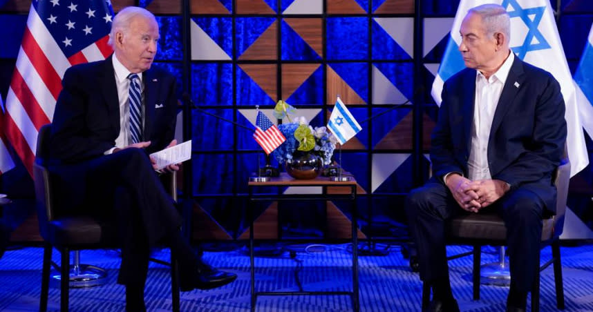 美國總統拜登與以色列總理納坦雅胡。（圖／達志／美聯社）
