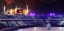 <p>Aerial view of the opening ceremony of the Pyeongchang 2018 Winter Olympic Games begins at the Pyeongchang Stadium on February 9, 2018. (ARIS MESSINIS/AFP/Getty Images) </p>