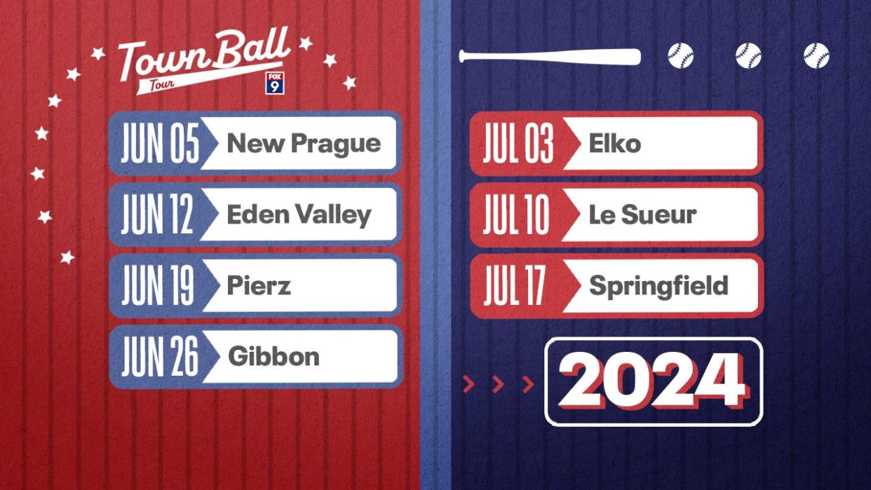 <div>The 2024 FOX 9 Town Ball schedule.</div>