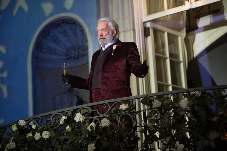 donald sutherland as president snow, the hunger games catching fire