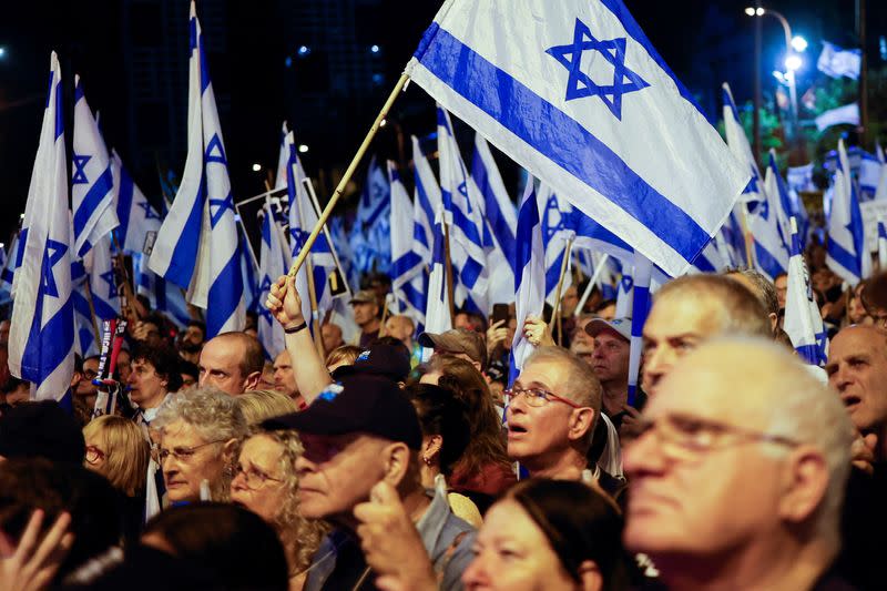 Protests against Israel's judicial overhaul in Tel Aviv